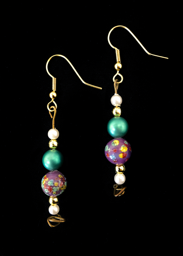 Purple & Green Bead Earrings