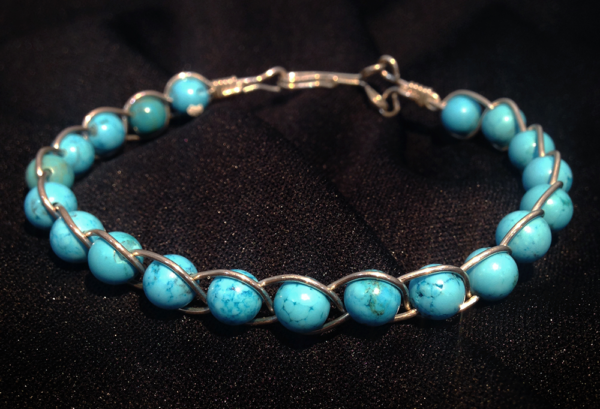 Turquoise and Sterling Silver Braided Bangle