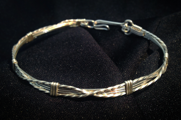 Sterling Silver Crossover Bangle Bracelet 8 inches