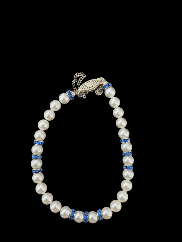 Swarovski Crystal Pearl and Sapphire Rondelle Sterling Silver